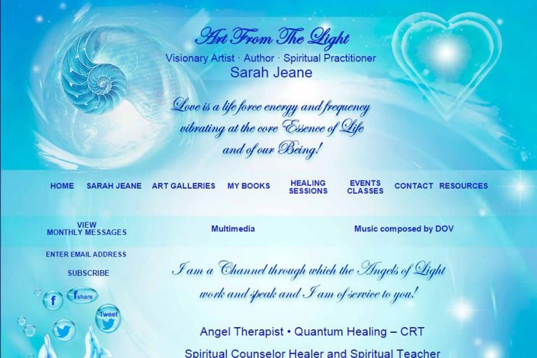 Screenshot of artfromthelight.com website