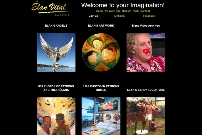 A Screen Capture of Elan Vital Galleries website