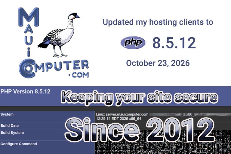 PHP2Shell vulnerability in PHP secured by Maui Computer.com